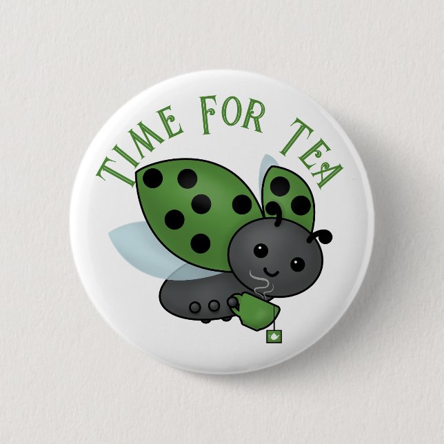 Badge Rond 5 Cm Bouton Ladybug pour boire du thé (Devant)