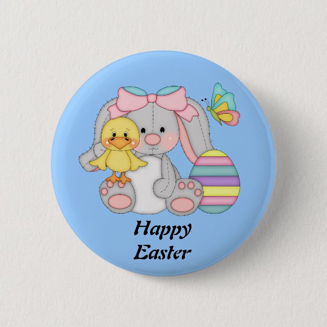 Badge Rond 5 Cm Bouton lapin de Pâques (Devant)