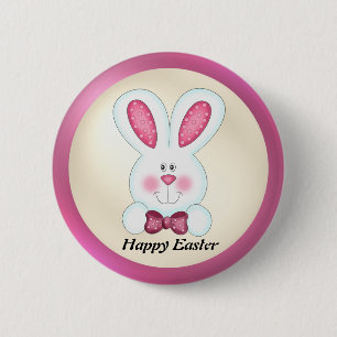Badge Rond 5 Cm Bouton lapin de Pâques
