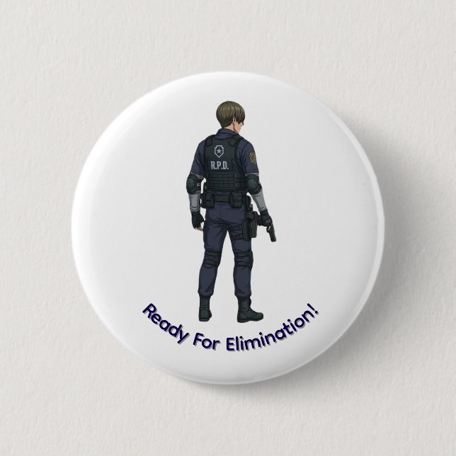 Badge Rond 5 Cm bouton Léon Kennedy (Devant)