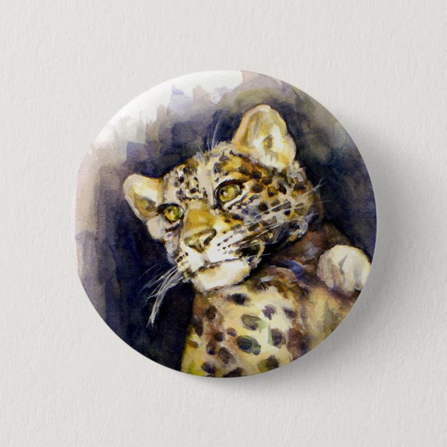 Badge Rond 5 Cm Bouton léopard des neiges (Devant)