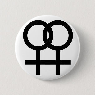 Badge Rond 5 Cm Bouton lesbien de symbole - blanc