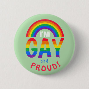 Badge Rond 5 Cm Bouton LGBTQ Arc-en-ciel Je suis gay et fier !