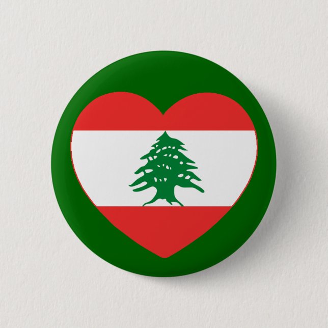 Badge Rond 5 Cm Bouton libanais de coeur (Devant)