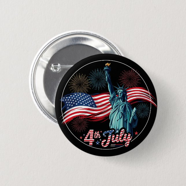 Badge Rond 5 Cm Bouton Liberté 4 juillet (Devant & derrière)