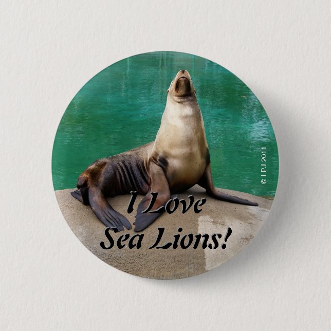 Badge Rond 5 Cm Bouton Lion de mer (Devant)