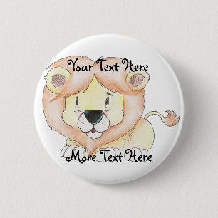 Badge Rond 5 Cm Bouton Lion mignon