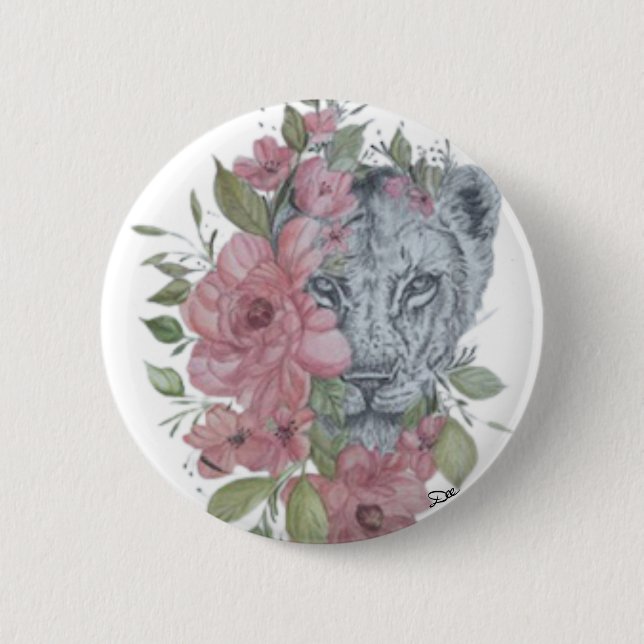 Badge Rond 5 Cm Bouton Lioness (Devant)