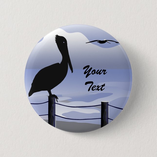 Badge Rond 5 Cm Bouton littoral de l'océan Pelican (Devant)