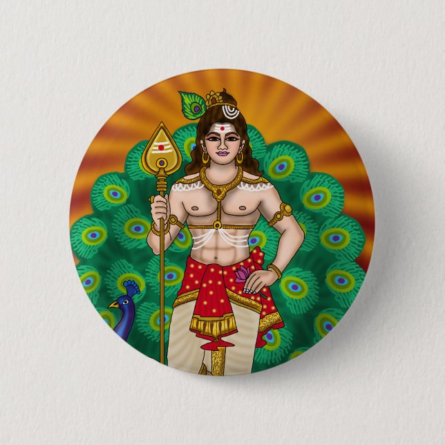 Badge Rond 5 Cm Bouton Lord Murugan (Devant)