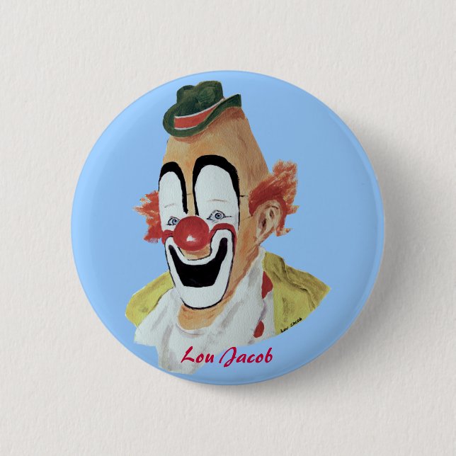 Badge Rond 5 Cm Bouton Lou Jacob Clown (Devant)