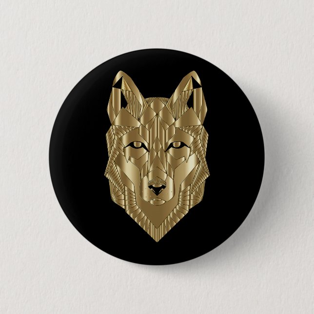 Badge Rond 5 Cm Bouton Loup d'or (Devant)