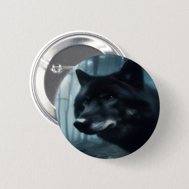 Badge Rond 5 Cm Bouton Loup solitaire (Devant & derrière)