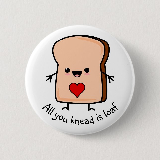 Badge Rond 5 Cm Bouton Love Heart Toast Bread (Devant)