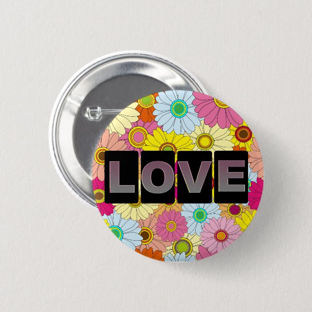 Badge Rond 5 Cm Bouton Love Round (Devant & derrière)
