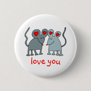 Badge Rond 5 Cm Bouton Love You Valentine Mice