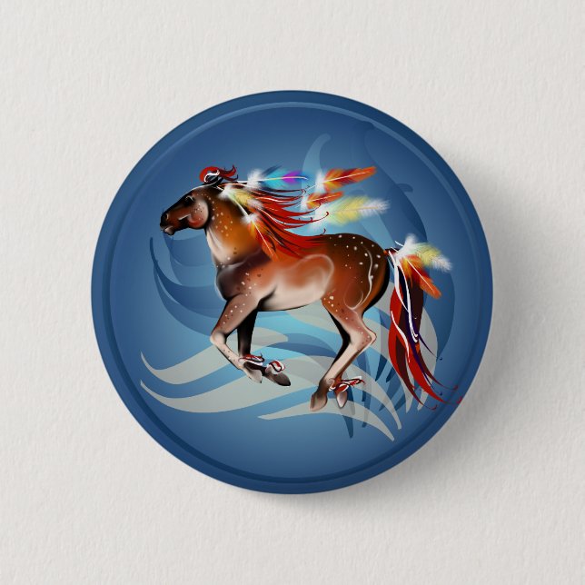 Badge Rond 5 Cm Bouton lumineux de plumes du cheval N (Devant)