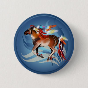 Badge Rond 5 Cm Bouton lumineux de plumes du cheval N