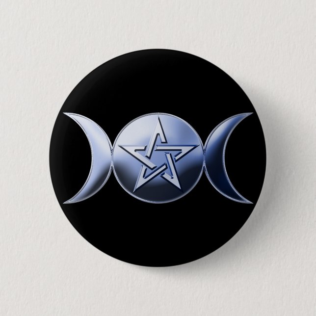 Badge Rond 5 Cm Bouton lunaire de déesse (Devant)