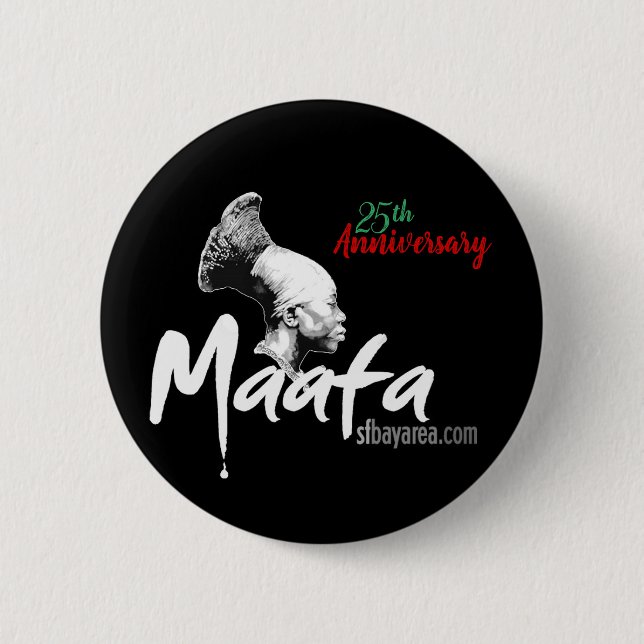 Badge Rond 5 Cm Bouton Maafa Noir (Devant)