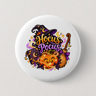 Badge Rond 5 Cm Bouton Magique de Sorcellerie d'Halloween Hocus Po
