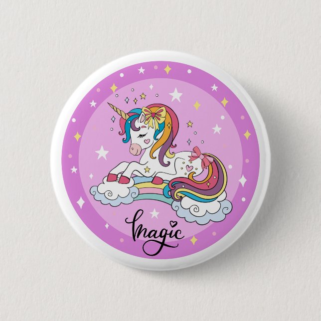 Badge Rond 5 Cm Bouton magique Unicorn (Devant)