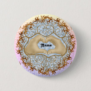 Badge Rond 5 Cm Bouton Mains du coeur