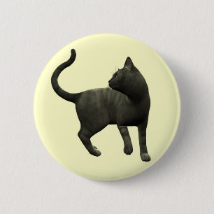 Badge Rond 5 Cm Bouton malfaisant de chat noir