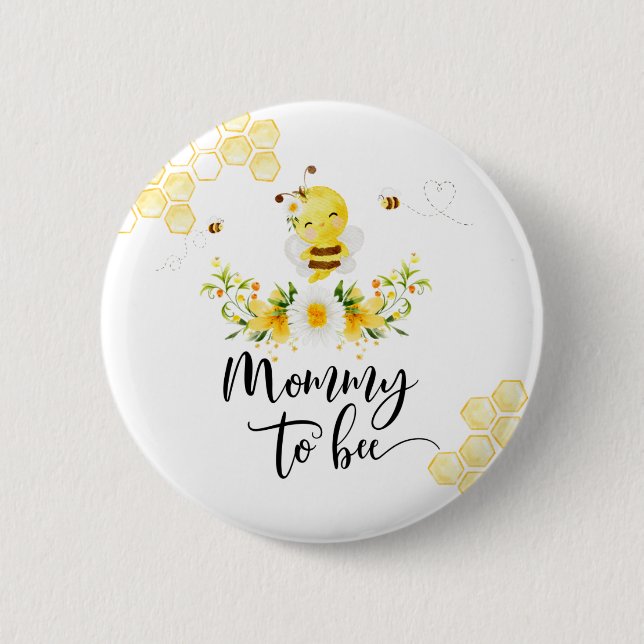 Badge Rond 5 Cm Bouton Maman à abeille (Devant)