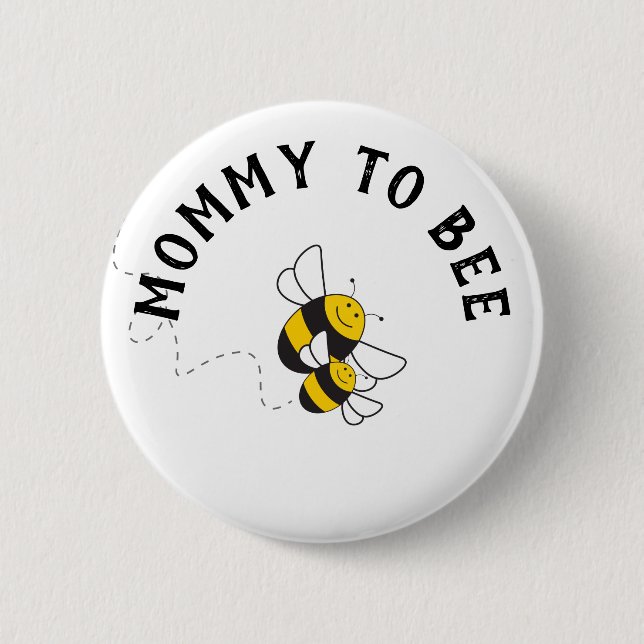 Badge Rond 5 Cm Bouton Maman à abeille pour baby shower bourdon (Devant)