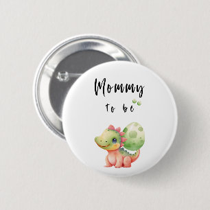 Badge Rond 5 Cm Bouton Maman-à-venir de bébé dinosaure à l'aquarel