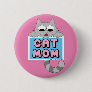 Badge Rond 5 Cm Bouton Maman Chat Chaton Mignon Amateur Rose
