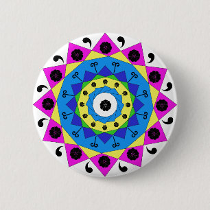 Badge Rond 5 Cm Bouton Mandala