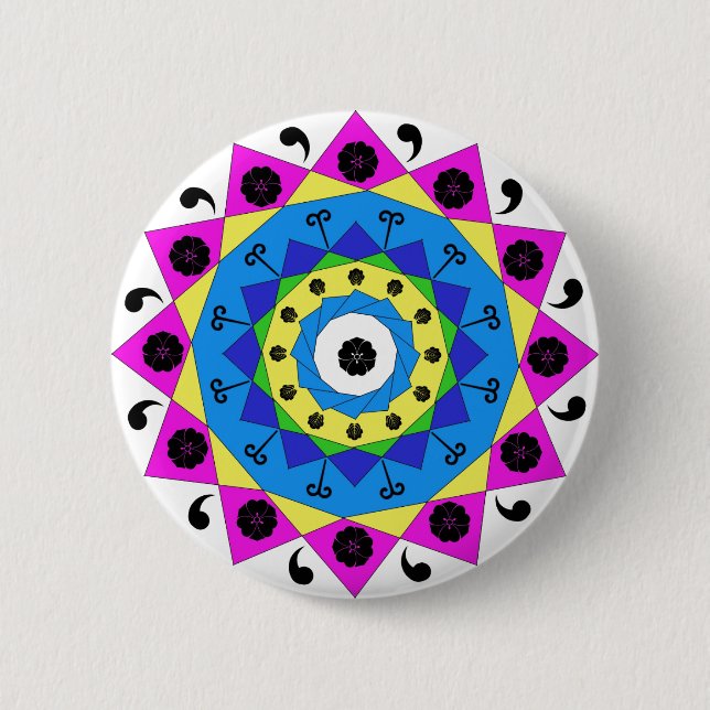 Badge Rond 5 Cm Bouton Mandala (Devant)