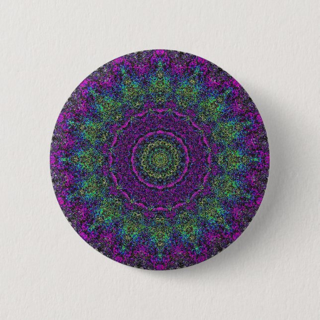 Badge Rond 5 Cm Bouton Mandala Abstrait Fleur de lavande (Devant)