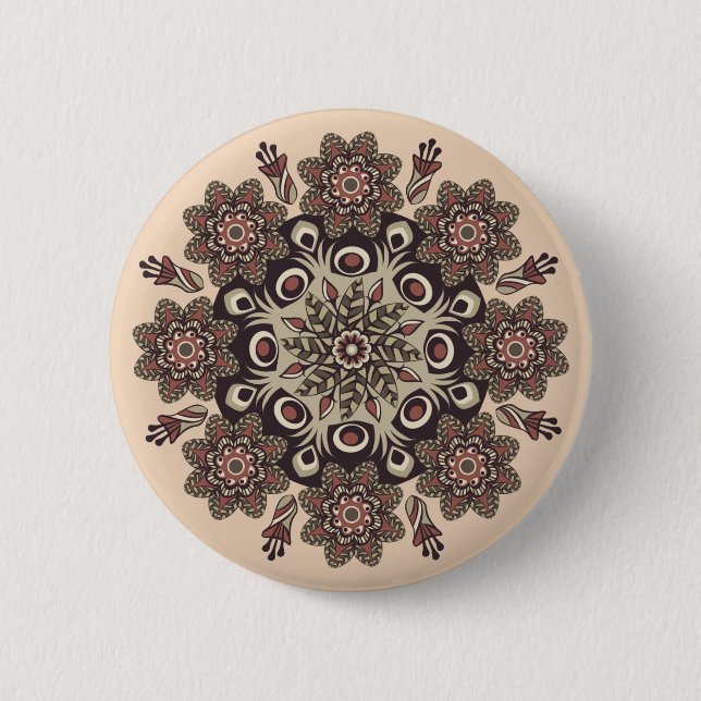 Badge Rond 5 Cm bouton mandala fleur (Devant)