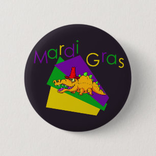 Badge Rond 5 Cm Bouton Mardi Gras Gator