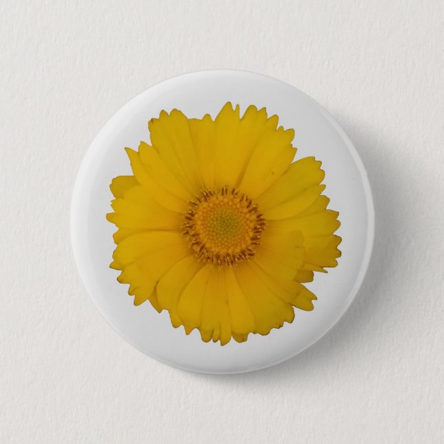 Badge Rond 5 Cm Bouton Marguerite Jaune (Devant)