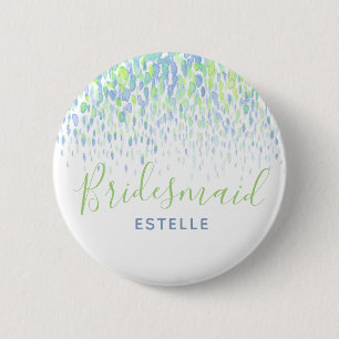 Badge Rond 5 Cm Bouton mariage d'art abstrait vert Bridesmaid