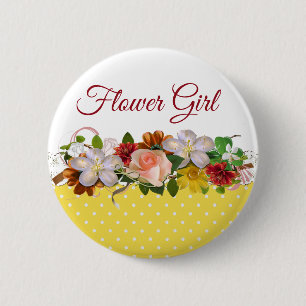 Badge Rond 5 Cm Bouton Mariage de bouquet floral Flower Girl