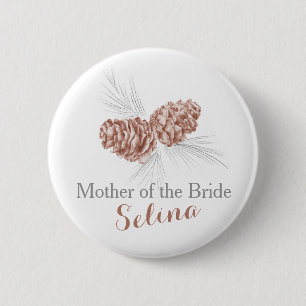 Badge Rond 5 Cm Bouton mariage de la mère du cône de pin de la mar