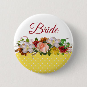 Badge Rond 5 Cm Bouton Mariage du bouquet floral de mariée