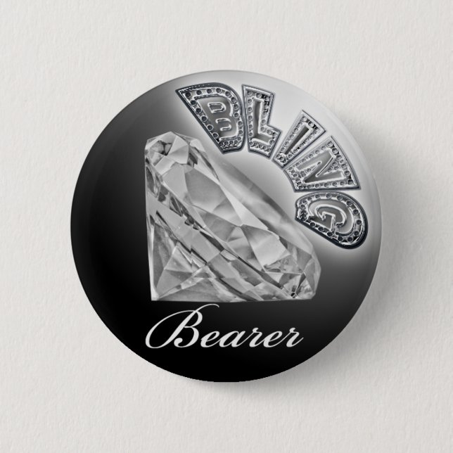 Badge Rond 5 Cm Bouton Mariage du porteur de BLING (Devant)