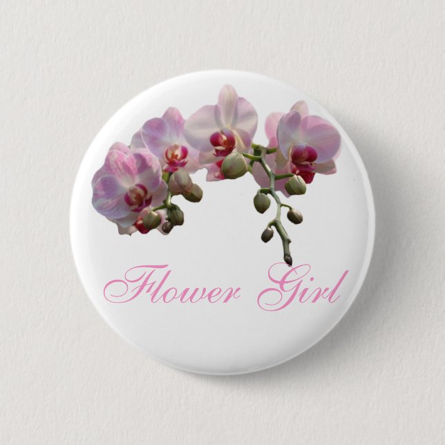Badge Rond 5 Cm bouton mariage fleurs d'orchidée rose (Devant)