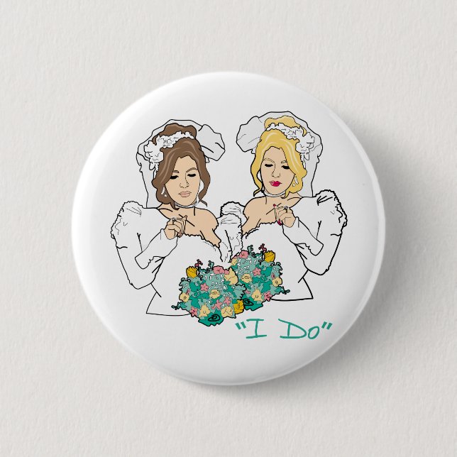 Badge Rond 5 Cm Bouton Mariage lesbien (Devant)
