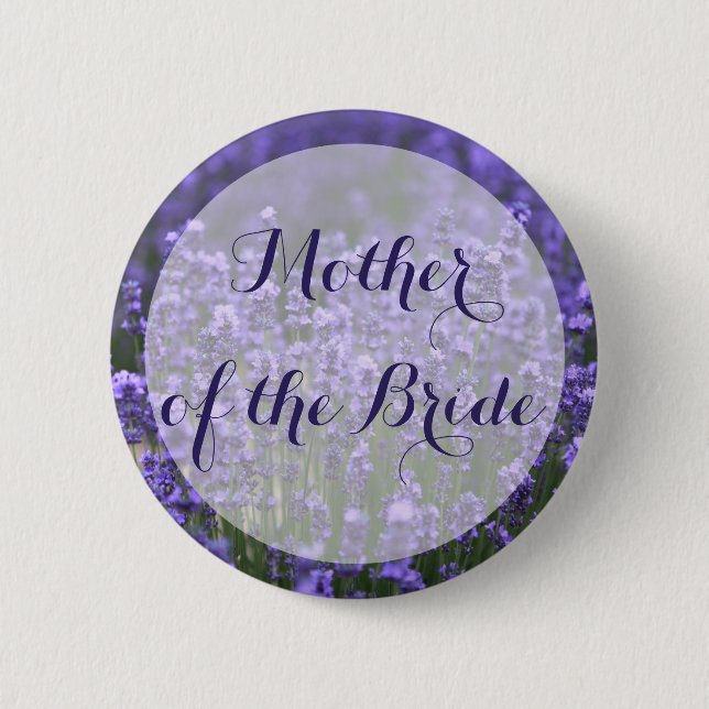 Badge Rond 5 Cm Bouton Mariage Mère de la mariée pourpre lavande (Devant)