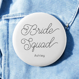 Badge Rond 5 Cm Bouton Mariage noir blanc de l'équipe de mariée