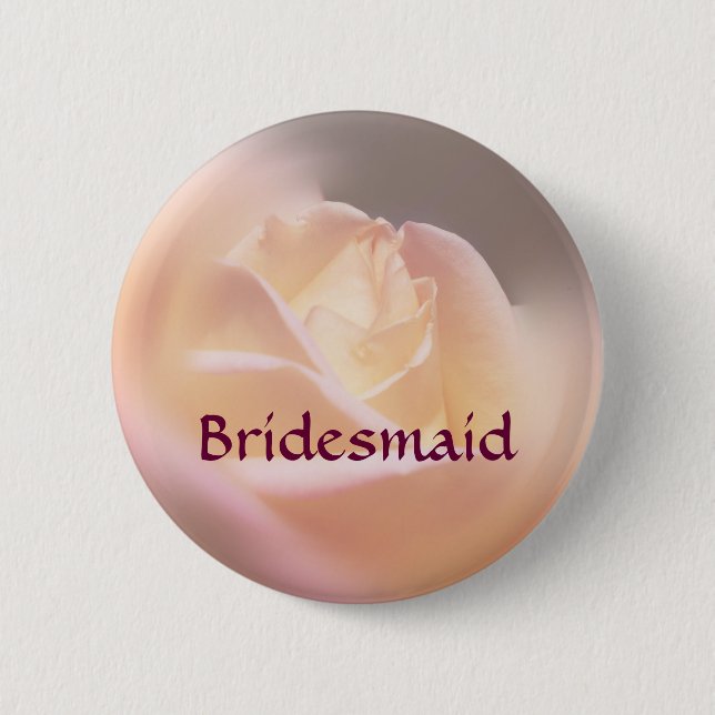 Badge Rond 5 Cm Bouton Mariage Rose Bridesmaid (Devant)