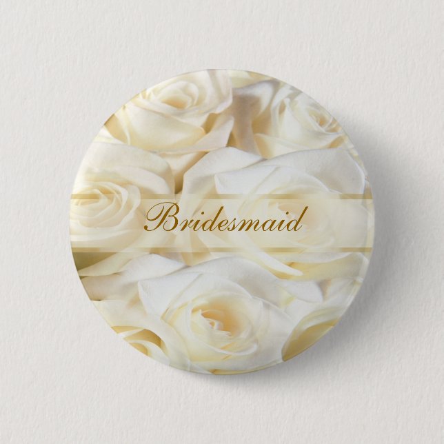 Badge Rond 5 Cm Bouton Mariage rose crème blanche (Devant)