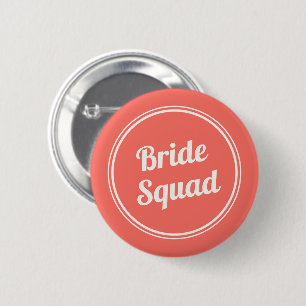 Badge Rond 5 Cm Bouton Mariée Équipe Corail Rouge Rétro
